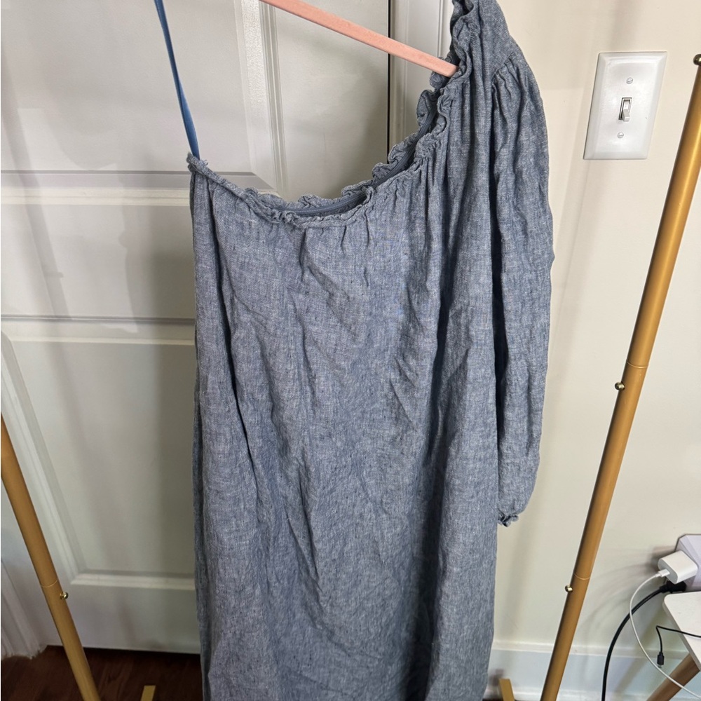 LAKE One-Shoulder Linen Dress